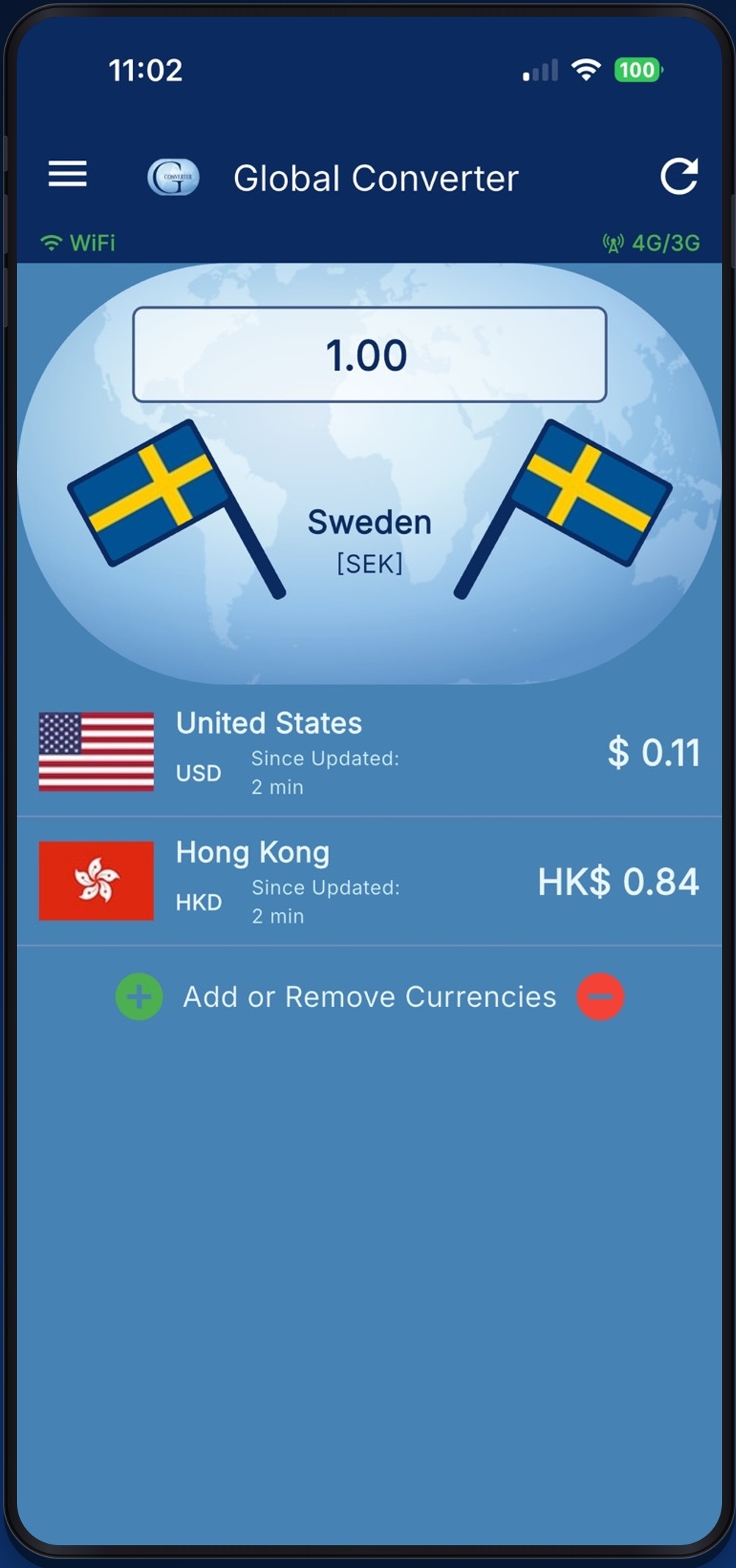 Live exchange rates